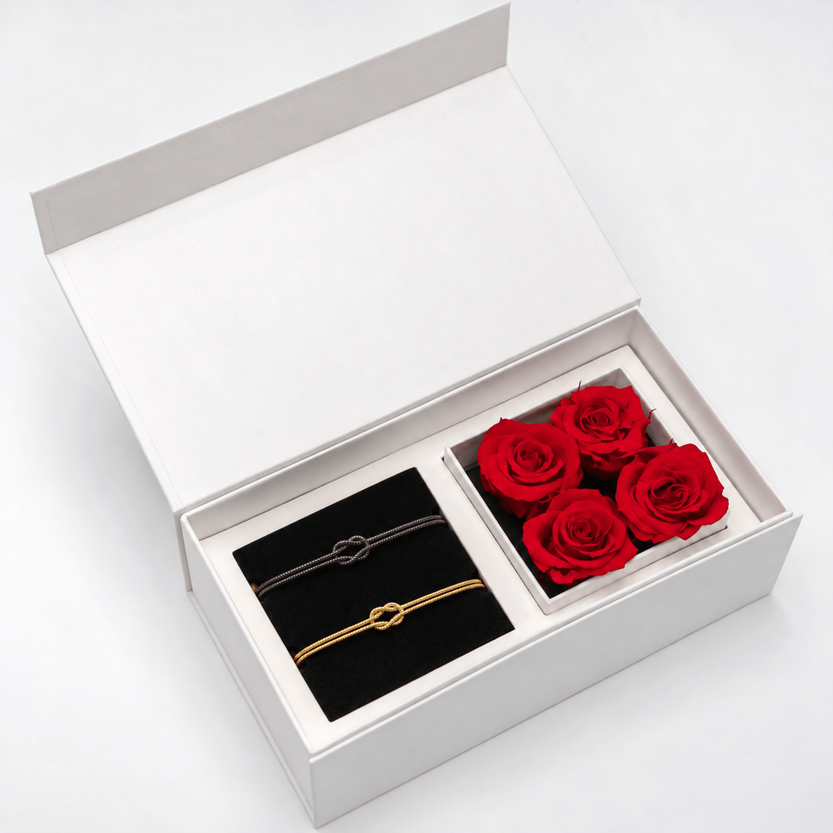 Rosenbox + Liebesknoten Partnerarmband - OTANTO