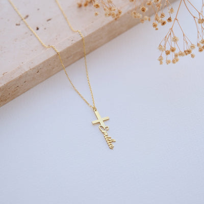 585er Gold Namenskette - Variante Kreuz - OTANTO