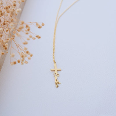 585er Gold Namenskette - Variante Kreuz - OTANTO