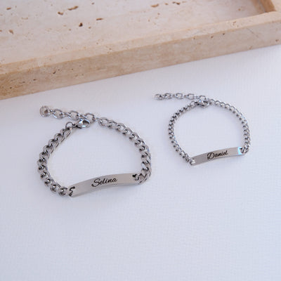 Silber Partnerarmband mit Gravur