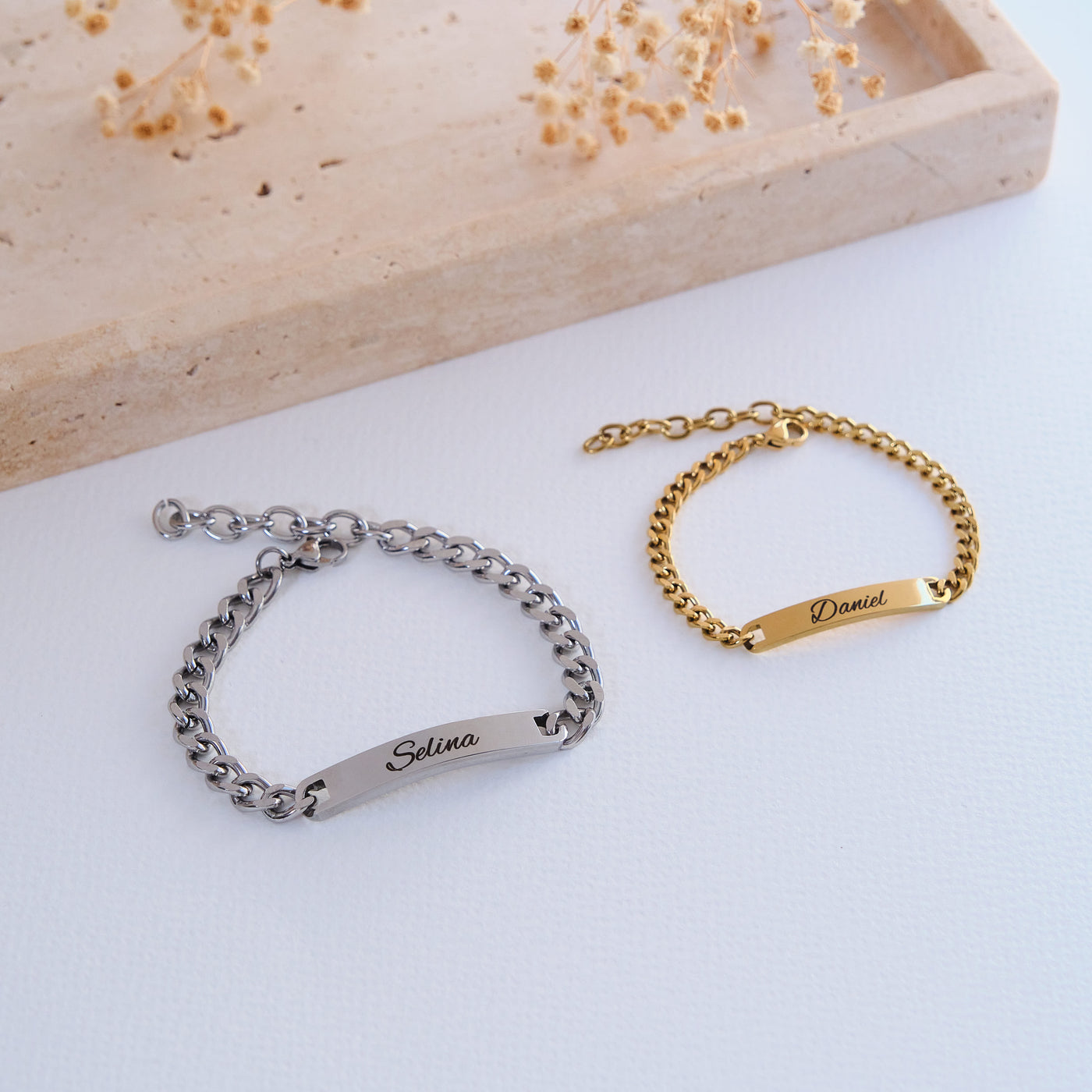 Silber Partnerarmband mit Gravur
