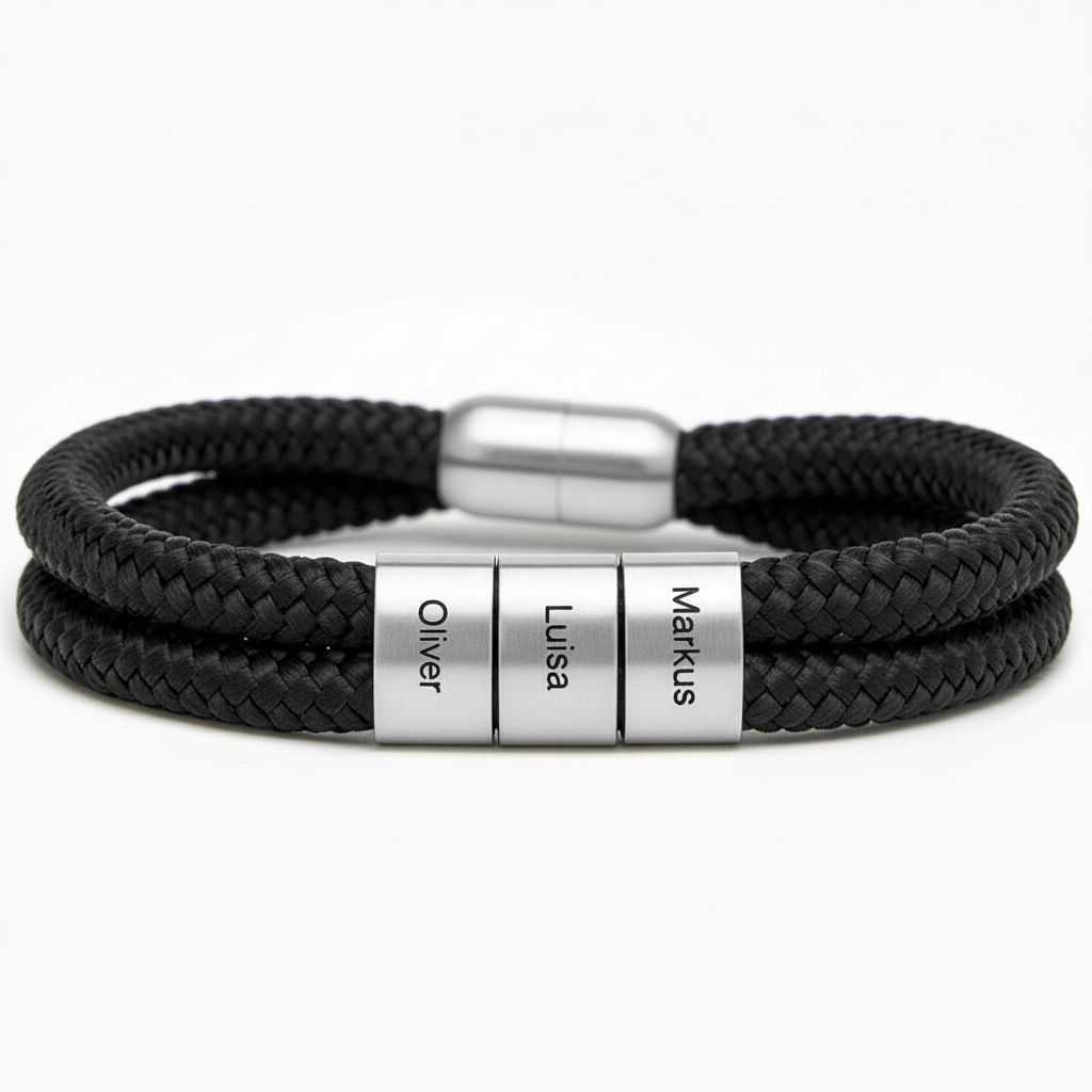 Blau Segeltau Armband mit Ringgravur - OTANTO