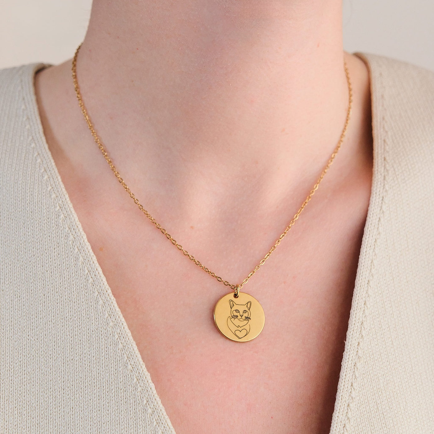 Haustier Halskette mit One Line Art Gravur - OTANTO