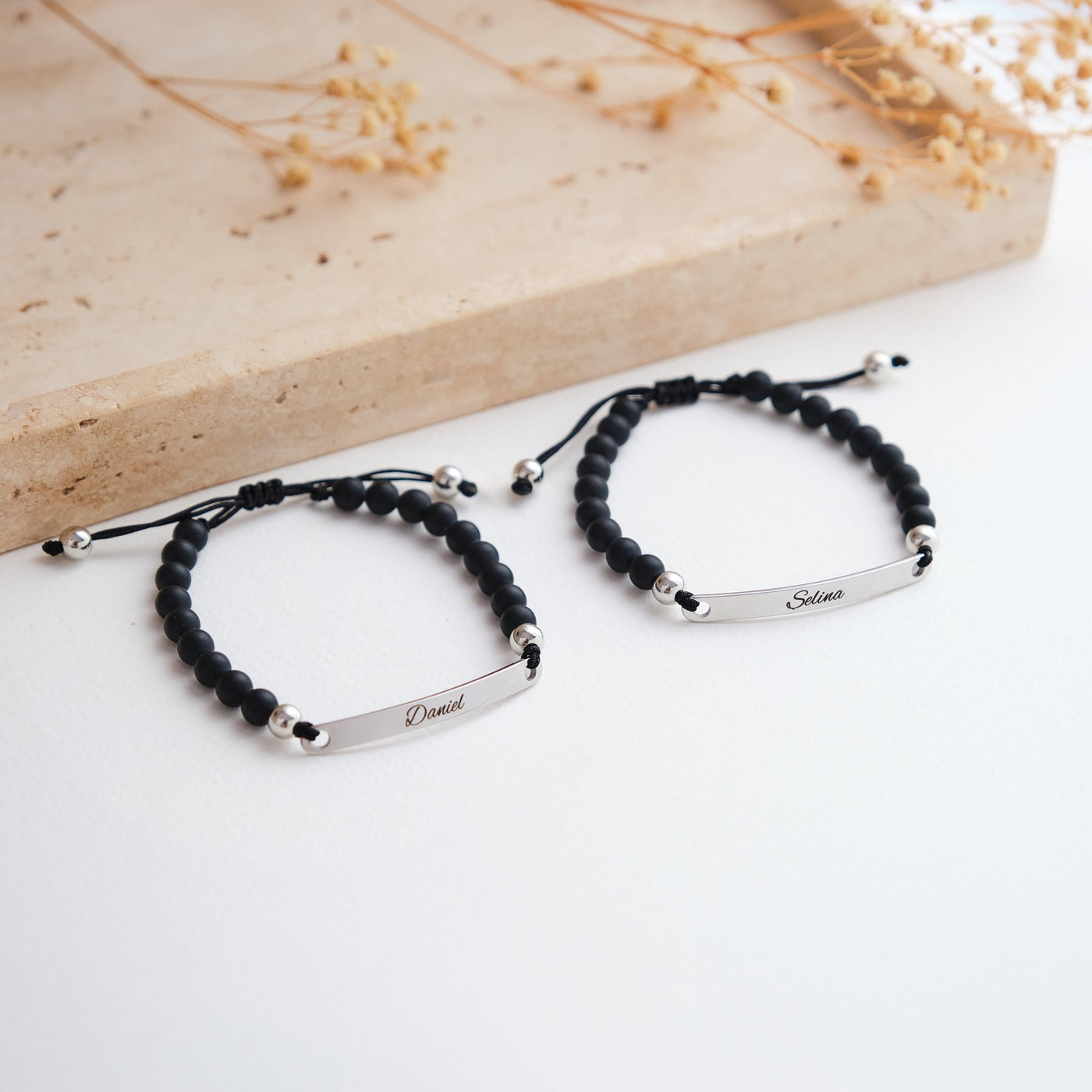 Partnerarmband mit schwarzen Perlen - OTANTO