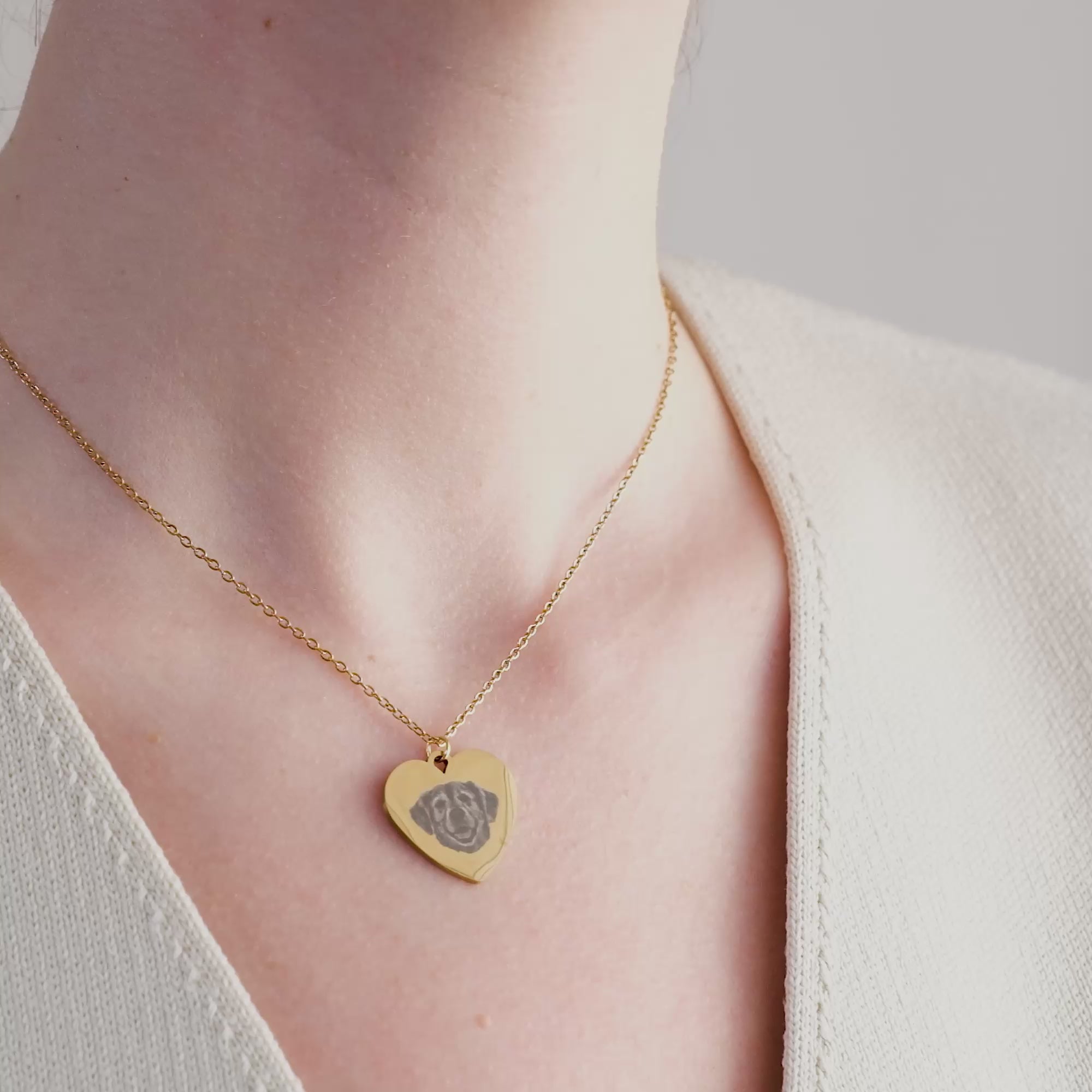 Huisdier fotogravure hart ketting