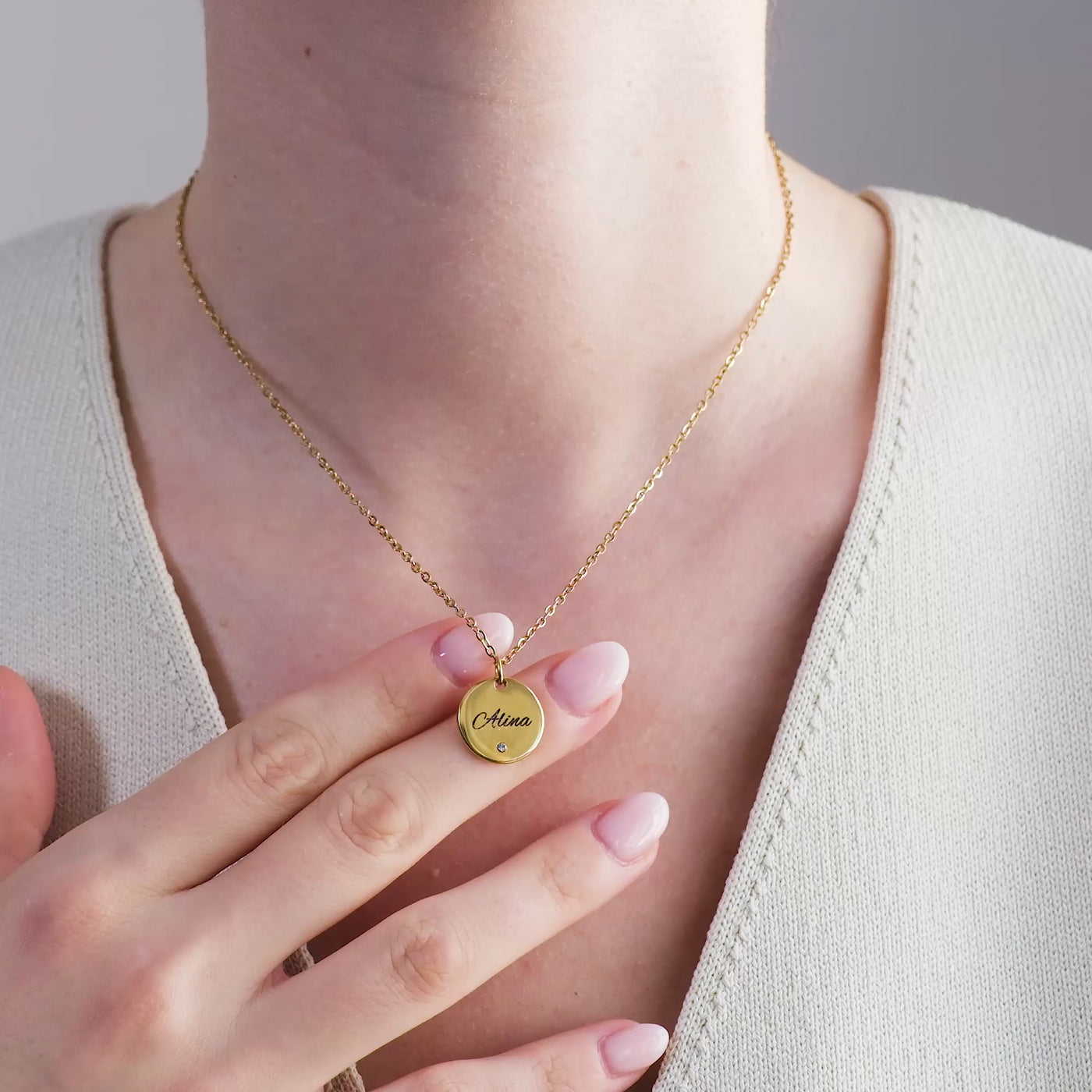 Mini Zirkonia Plättchen Halskette