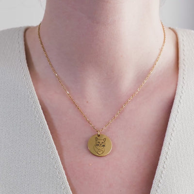 Collier pour animal de compagnie avec gravure One Line Art