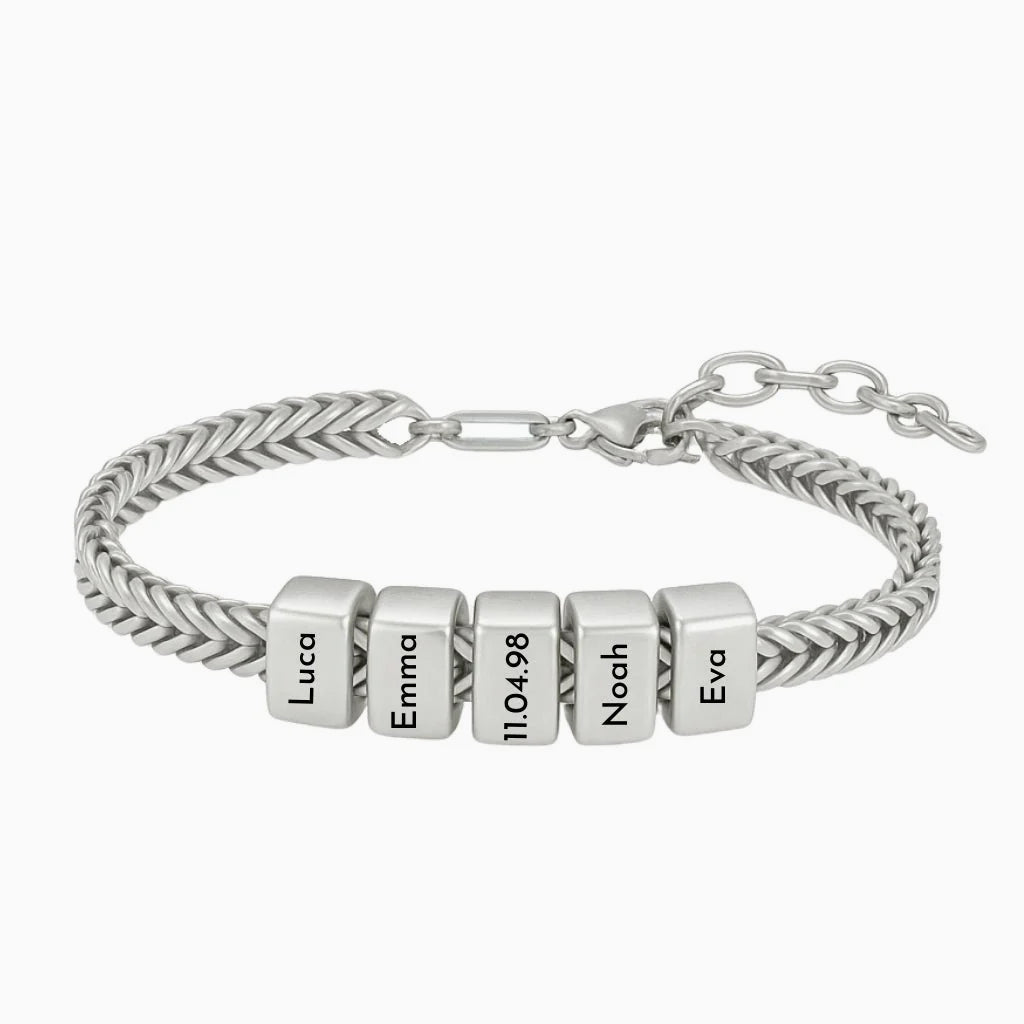 Retro Armband mit gravierten silbernen Beads - OTANTO