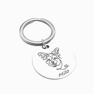 Schlüsselanhänger mit Haustier One Line Art Gravur - OTANTO