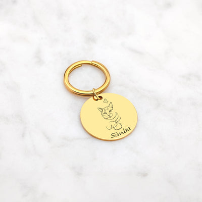 Schlüsselanhänger mit Haustier One Line Art Gravur - OTANTO