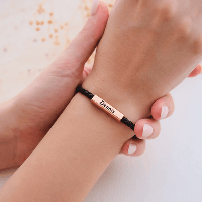 Schwarz Rose Magnetische Partnerarmbänder mit Gravur - OTANTO