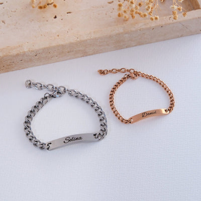 Silber Rose Partnerarmband mit Gravur - OTANTO