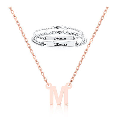 Buchstaben Kette und Partnerarmband Set - Otanto