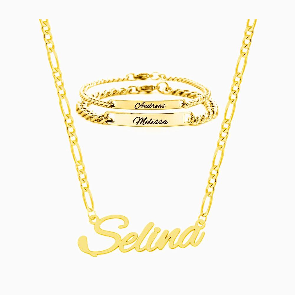 Figaro Namenskette & Partnerarmband Set - Otanto