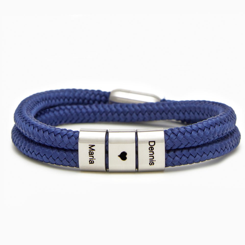 Schwarz Segeltau Armband mit Ringgravur - OTANTO