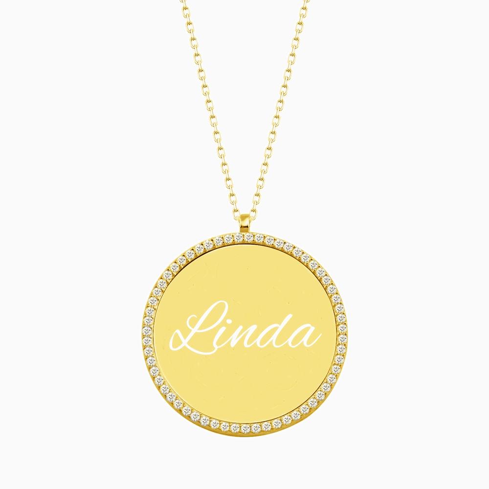 Zirkonia Halskette mit Plättchen Anhänger - Otanto