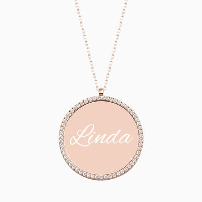 Zirkonia Halskette mit Plättchen Anhänger - Otanto